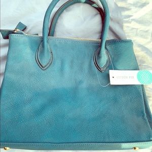 Vegan Leather Double Zip Mini Satchel with Tags